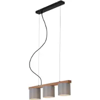 Briloner Pendelleuchte Höhenverstellbar E14 25 W grau Metall-Holz-Stoff