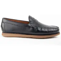 Purapiel Herren Mokassin Mocca7 Blau aus Leder mit rutschfester Gummisohle, Chrom VI-frei