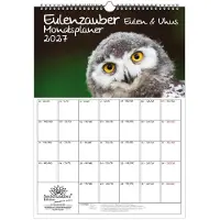 Seelenzauber GmbH Eulenzauber Eulen und Uhus Planer DIN A3 Kalender für 2027 - Geschenkset Inhalt: 1x Kalender 1x Weihnachtsanhänger 1x Grußanhänger (gesamt 3 Teile)