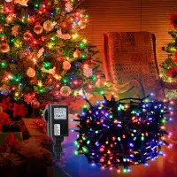 Eikuavons Lichterketten 20 m mit 200 LED, Mehrfarbig, 8 Modi, IP44, 31 V, schwarzem Kabel, für Weihnachten und Garten