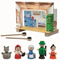 Detoa Rotkäppchen Magnetisches Holztheater mit Figuren in Box 34x23x3cm