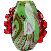 Gilde Tischvase "Gesichtsvase Conturo", grün, rot, B:27cm H:30cm T:10cm, Glas, Vasen, Tischvase