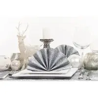 Mank Serviette Airlaid Steven in Silbergrau, 40x40 cm, 50 Stück - Weihnachten Schneekristalle