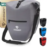 RADGEIST Fahrradtasche für Gepäckträger - Tasche für Fahrrad Gepäckträger - Gepäckträgertasche wasserdicht & Umhängetasche - Radtasche mit Reflektoren – Grau, Größe 28 L - Single