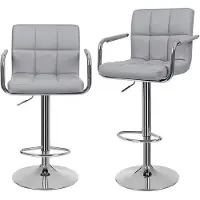 Helloshop26 Barhocker - - Hoch - Gepolsterter Sitz aus Kunstleder - Chrombasis Φ41 cm - Höhenverstellbar