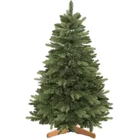 Dopwii Künstlicher Weihnachtsbaum 150 cm, Edeltanne, voll mit Klappästen, 525 Spitzen, faltbarer Holzständer, Grün
