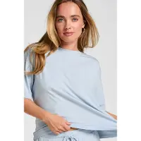 Hunkemoller Pyjama Oberteil Jersey Kurzarm Blau