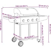 vidaXL Gasgrill mit 5 Flammen Silbern Edelstahl