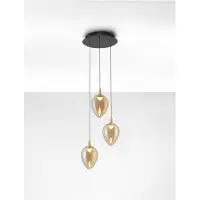 Nova Luce LED Pendelleuchte Nali dimmbar 18W warmweiss 3000K Messinggold Schwarz Champagner Glas Metall Ø35cm 9416974
