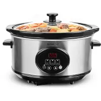 Emerio Slow Cooker 240 W – 3,5 L – Warmhaltefunktion – Digitales Display – 3 Temperaturstufen – herausnehmbarer Keramiktopf – Glasdeckel – SC-129406