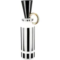 Gilde Bodenvase "Bodenvase Pomposo", schwarz-weiß (schwarz, weiß), B:11cm H:48cm T:11cm Ø:11cm, Keramik, Vasen, Bodenvase