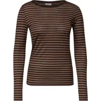 Cecil Langarmshirt , Damen, Gr. S (38), truffle braun, Jersey, Obermaterial: 100% Lyocell, gestreift, hüftlang, U-Boot-Ausschnitt, Shirts Langarmshirt, gestreift, Lyocell-Qualität