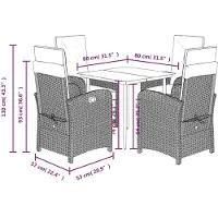 vidaXL 5-tlg. Garten-Essgruppe mit Kissen Hellgrau Poly Rattan
