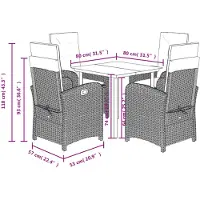 vidaXL 5-tlg. Garten-Essgruppe mit Kissen Hellgrau Poly Rattan