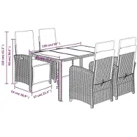 vidaXL 5-tlg. Garten-Essgruppe mit Kissen Schwarz Poly Rattan