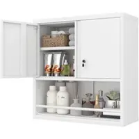 MODFU Wandschrank Metall Weiß mit verstellbarem Einlegeboden und Schloss