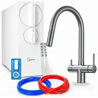 ARI Wasserfiltersystem Slender, Umkehrosmose 800 Gpd, Zweigriffarmatur, Keramikkartusche, Schwenkbarer Auslauf, Perlator, Messing, Graphit Anthrazit