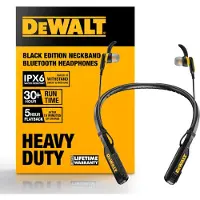 DeWalt Heavy-Duty Magnetische Bluetooth Nackenbügel-Kopfhörer – Kabellose Earbuds mit 30 Std. Laufzeit, Geräuschisolierung, Freisprech-Mikrofon (Schwarz)