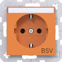 Hager WAS1140AP Steckdose SCHUKO m. Aufdr.“BSV“, Beschriftungsfeld, Steckkl., A.x/C.x, orange gl