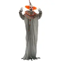 HOMCOM 183CM Halloween Dekoration Stehender Clown mit LED-Lichter, Soundfunktion