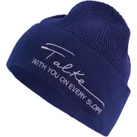 Falke Unisex Mütze, Onesize, Blau, Rippe,Stickmotiv, Schurwolle