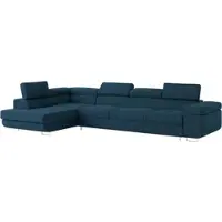 Masseno Ecksofa VICENTE mit Schlaffunktion L-Form, Sofa mit Bettkasten, Wohnzimmersofa, Couch, Soffa, Bettsofa, Couchgarnitur- Blau, MONOLITH 77