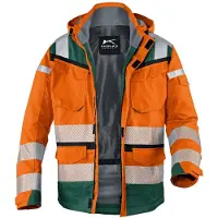Kübler REFLECTIQ Wetterjacke SYMPATEX PSA 2 warnorange/moosgrün S - 1307 8332-3765-S - warnorange/moosgrün