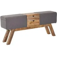 KADIMA DESIGN Design Turnbock Sitzbank Grau mit Schubladen 120x56x30 cm, Turnhocker Bank aus Stoff mit Stauraum, Hocker Garderobenbank Sitzhocker Springbock
