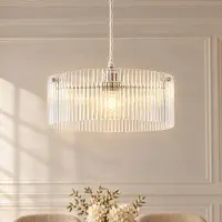 LUCANDE Hängelampe Meritt , dimmbar, klar / transparent, für Wohn- / Esszimmer, Glas, Modern, Pendelleuchte