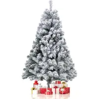 Eikuavons Künstlicher Weihnachtsbaum mit Schneeeffekt, Automatikzweigen und faltbarem Metallständer, dichter PVC-Tannenbaum, wiederverwendbar, 150 cm