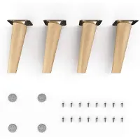 Merkloos Möbelbeine aus geöltem Buchenholz - Rundes Design 15 cm hoch