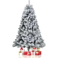Eikuavons Künstlicher Weihnachtsbaum mit Schneeeffekt, Automatikzweigen und faltbarem Metallständer, dichter PVC-Tannenbaum, wiederverwendbar, 180 cm