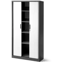 Jan Nowak Aktenschrank Abschließbar DAMIAN mit Rolladentüren 185 x 90 x 45 cm Anthrazit-Weiß