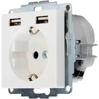 Kopp 296229011 ATHENIS - Unterputz-Schutzkontakt Steckdose, 2 USB Ladebuchsen, Faltschachtel, Farbe: reinweiß