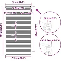 vidaXL Doppelrollo Braun 75x100 cm Stoffbreite 70,9 cm Polyester