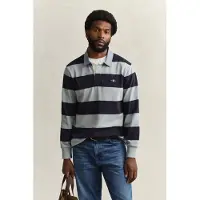 Gant Pullover Reg Chambray Stripe Heavy Rugger Herren Navy / Grey-M