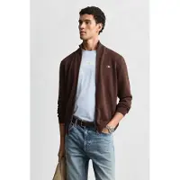Gant Cotton Knit Zip Cardigan Brown Melange Größe: XL | Cardigans Outlet | Herren | Braun