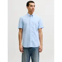 Jack & Jones Kurzarmhemd "JPRBLUSUMMER LIN. BL. SHIELD SS SHIRT SN" Baumwoll-/Leinenmischung, Normal geschnitten