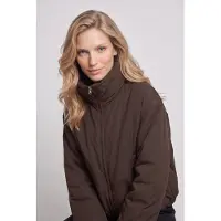 Pieces Blouson "PCSIF JACKET NOOS BC", Damen, Gr. S, braun (hot fudge), Web, Obermaterial: 100% Polyester, unifarben, normal, Jacken Blouson, Kunstfaser