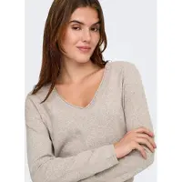 ONLY V-Ausschnitt-Pullover "ONLLOYAL LIFE LS V-NECK PULLO KNT NOOS" Materialmix
