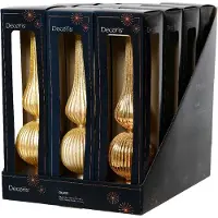Décoris Spitze Glas d8h31 cm Gold/Perle a3 Weihnachten (geel)