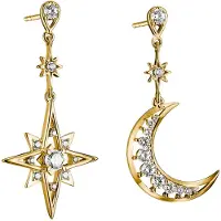 Thomas Sabo H2379-M01-14 Damen-Ohrringe Goldfarben Mond und Stern Zirkonia