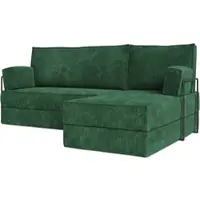 Masseno Ecksofa NOTIA mit Metallgestell, Modulares Schlafsofa aus Schaumstoff, Klappbares Bodensofa, Schlaffunktion - Grün, POSO 14