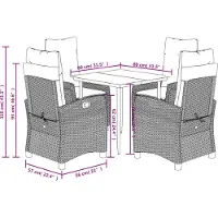 vidaXL 5-tlg. Garten-Essgruppe mit Kissen Hellgrau Poly Rattan