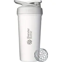 BlenderBottle Strada Shaker Becher Isolierter Edelstahl Wasserflasche mit Drahtquirl, 24-Unzen, Weiß