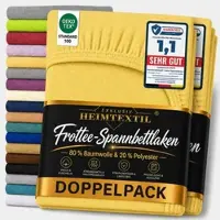 EXKLUSIV HEIMTEXTIL Doppelpack Frottee Spannbettlaken Premium Gelb 60 - 70 x 140 cm
