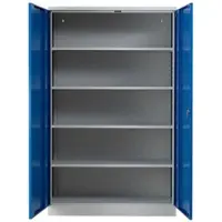 Proregal Stahlschrank BEE mit 9 verzinkten Fachböden | HxBxT 195x120x42cm | Grau-Blau | Werkstattschrank Werkzeugschrank Aktenschrank Universalschrank