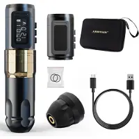 StarTech.com Mars-U Tattoo Pen - Einstellbarer Hub 2,2–4,2 mm - Kabellos/RCA - 1800-mAh-Akku - Coreless-Motor - Aluminium - Goldenes Kit