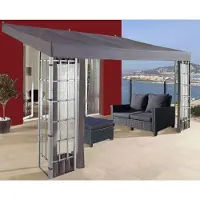Selius Pergola-Anbau, 3 x 4 Meter - Polyesterdach mit PVC-Beschichtung - Stahlrahmen