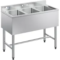 Selius Spülbecken-Set, 3-teilig - Edelstahl - 978 x 470 x 838 mm - Professionelles Spülbecken